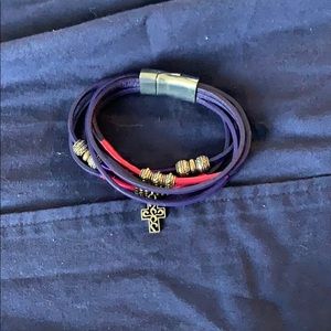 purple and pink cross bracelet